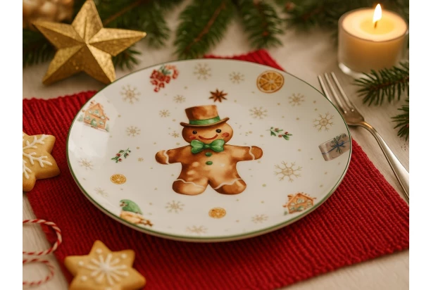 Vánoční dezertní talíř Pan Perníček, 19 cm