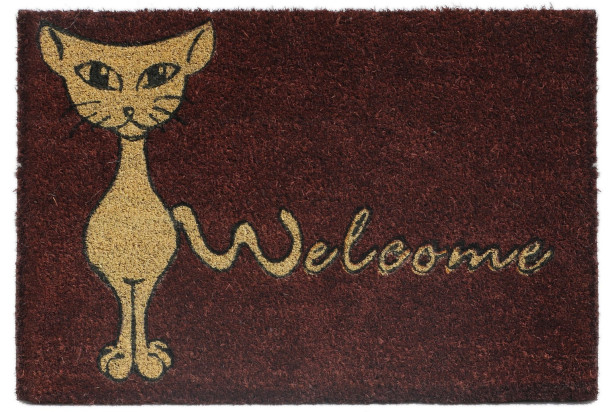 Rohožka Welcome s kočkou 40x60 cm, bordó
