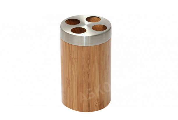 Koupelnový držák na kartáčky Bonja, bambus/kov