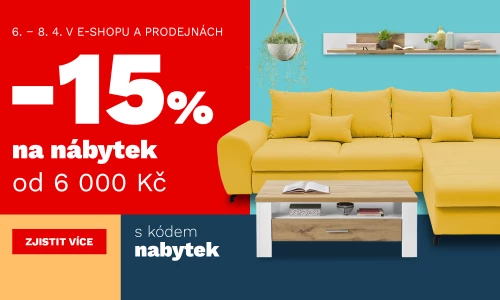 15 % nábytek nad 6000,- 200€ 6-8-4-2026