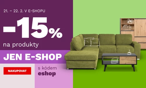 15 % na produkty jen v e-shopu 21-22-2-2026