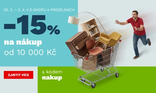15 % na nákup od 10 000,- 30.3. - 2.4.2026