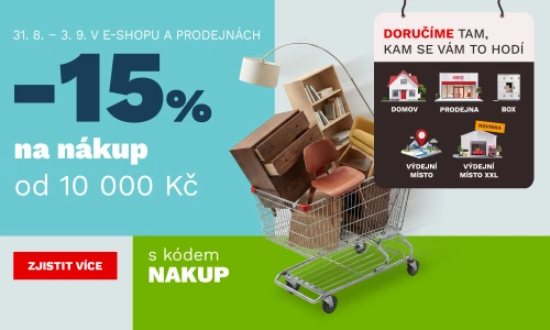 15 % na nákup od 10 000,- 31.8. - 3.9.2026
