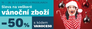 SLEVA 50 % NA VEŠKERÉ VÁNOČNÍ ZBOŽÍ