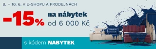 Sleva 15 % na každý kus nábytku od 6 000 Kč s kódem NABYTEK