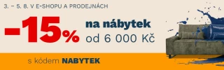 Sleva 15 % na každý kus nábytku od 6 000 Kč s kódem NABYTEK