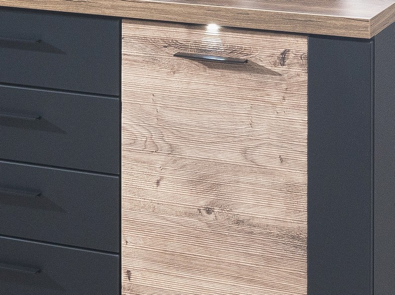 Široká komoda Boston, černá/dub ribbeck, s osvětlením | ASKO - NÁBYTEK