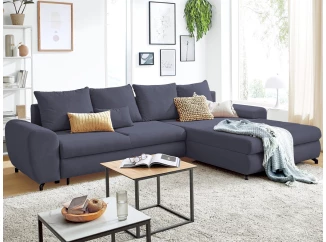 Rohová sedací souprava Yoko, tmavě modrá látka
