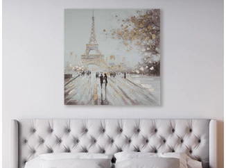 Ručně malovaný obraz Paříž 100x100 cm, 3D struktura