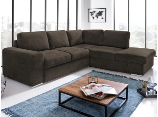 Rohová sedací souprava Eddi, tmavě hnědá espresso látka, pravý roh