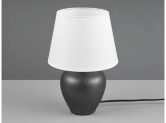 Stolní lampa Abby, nikl/bílá látka