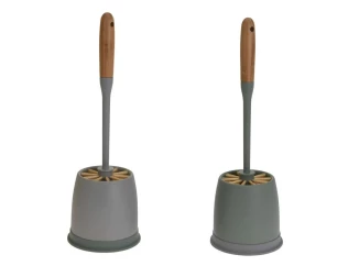 WC štětka se stojanem šedá/bambus