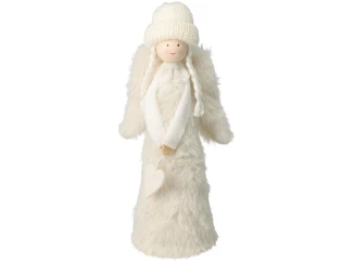 Vánoční dekorace Anděl s copy, bílá/šedá