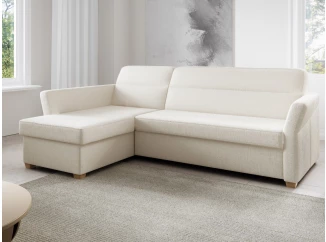 Rohová sedací souprava Flavia, světle béžová látka, levý roh
