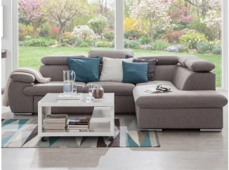 Rohová sedací souprava Viera, světle šedá tkanina, pravý roh