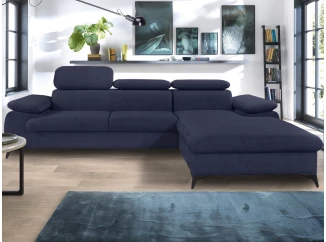 Rohová sedací souprava Scala, tmavě modrá látka, pravý roh