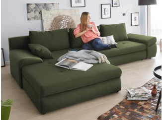 Rohová sedací souprava Bono, lesní zelená látka