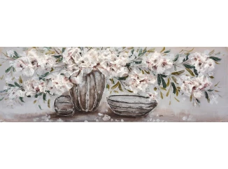 Ručně malovaný obraz Květinové zátiší 120x40 cm, olejomalba