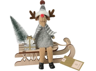 Vánoční dekorace Sob na sáňkách, 3 druhy