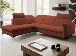 Rohová sedačka Glow, terakota látka, levý roh