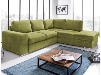 Rohová sedací souprava Eddi, zelená látka, pravý roh