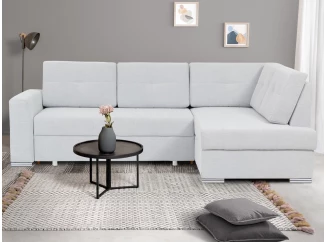 Rohová sedací souprava Stilo, světle šedá látka, pravý roh