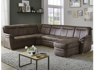 Sedací souprava PP-HS19148, tvar, U, hnědá látka, bez funkcí