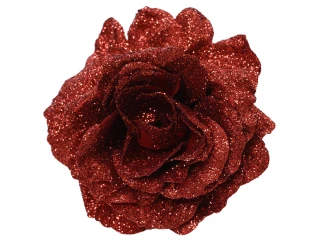 Vánoční ozdoba Růže na klipu 12 cm, červená