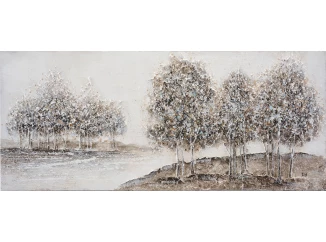 Ručně malovaný obraz Zimní klid v krajině 140x60 cm, olejomalba