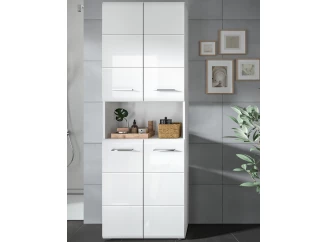 Vysoká skříňka s přihrádkou Ice, bílá lesk