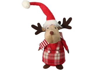 Vánoční dekorace Sob s čepicí, 41 cm