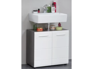 Koupelnová skříňka pod umyvadlo Skin, kouřově šedá/lesklá bílá