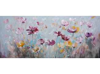 Ručně malovaný obraz Květinová louka 140x60 cm, olejomalba