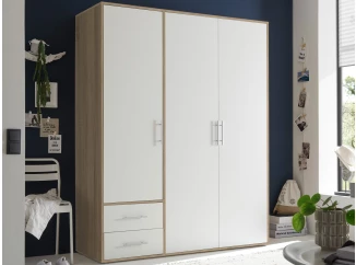 Šatní skříň Valencia,155 cm, dub sonoma/bílá