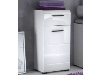 Koupelnová stojací skříňka Skin, lesklá bílá