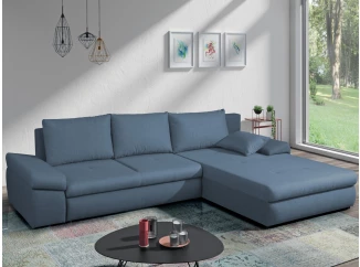 Rohová sedací souprava Bono, denimově modrá látka