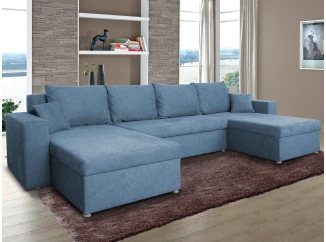 Sedací souprava Rumba, tvar U, jeansově modrá tkanina