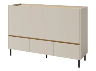 Komoda se zásuvkami Lucky, 150 cm, pískově béžová/olejovaný dub