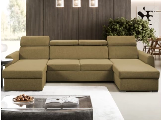 Sedací souprava Mistic, žluto-hnědá látka, tvar U