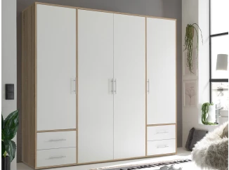 Šatní skříň Valencia, 206 cm, dub sonoma/bílá