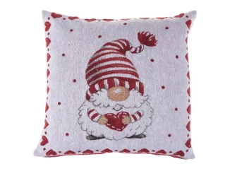 Vánoční povlak na polštář Skřítek 40x40 cm, bílá/červená