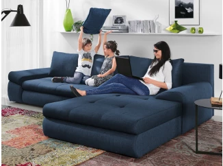 Rohová sedací souprava Bono, námořnická modrá látka