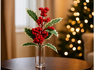 Vánoční květina Cesmína 30 cm, červená