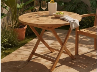 Kulatý zahradní stůl Dumai, 90 cm, teak