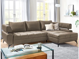 Rohová sedací souprava Paris, světle hnědá látka, pravý roh