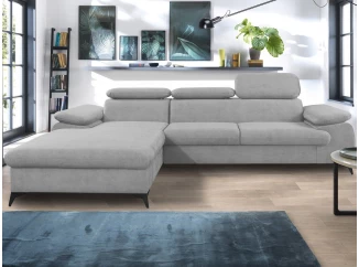 Rohová sedací souprava Scala, světle šedá látka, levý roh