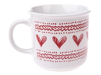 Hrnek 450 ml, bílý se srdci