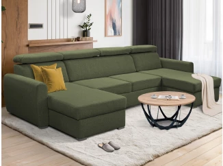 Sedací souprava Mistic, lesní zelená látka, tvar U