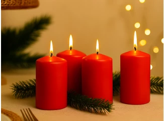 Válcové svíčky (4 ks) červená, 10 cm