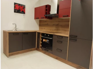 Sestava kuchyně Tábor-PN310-vystavený kus, dub/hnědá/červená